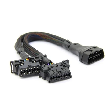 Удлинительный кабел OBD2 2 в 1, Сплитер OBDII от мъжете до 2 женски конектор за свързване на автомобилния компютър, преобразовательная изход 30 см