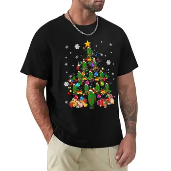 Санта Эклект Птици Светлините на Коледната елха Дядо Папагали Тениска бързосъхнеща за момчета, бяла кавайная дрехи, Мъжки ризи