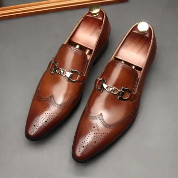 Нови мъжки кожени обувки, обувки за краката, мъжки бизнес обувки, кожа за производство на