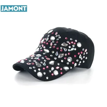 JAMONT Висококачествена шапка на Едро и дребно, модна шапка за почивка, кристали, памук, цветни шапки на точки, лятна бейзболна шапка