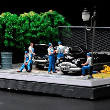 Аксесоари за сцената в мащаб 1/64 Украшение Кукла Леки и тежки автомобили Ръчно Мини симулация модел Пясък масичка Може да се използва като подарък играчка