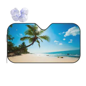 Девствен Тропически плаж Универсален сенника на Предното стъкло 76x140 см Морски пейзаж козирка от алуминиево фолио козирка за Защита от слънцето