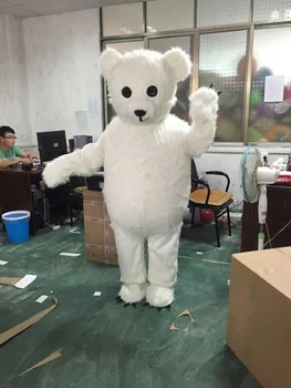 Талисман Костюм на мечка бяла мечка талисман костюм на мечка талисмантер карикатура на карнавалните костюми на Хелоуин Пурим парти за рожден ден