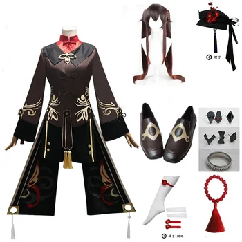Костюм за cosplay Genshin Impact Hutao, униформи, обувки за перука, cosplay, аниме, костюми за Хелоуин в китайски стил за жени, играта Hu Tao