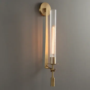 Модерен стъклен минималистичен, с монтиран на стената лампа за спалня в скандинавски шотландски стил, стенни лампи за дневна, аплици за коридор, аплици за тераси, стенни лампи за почивка