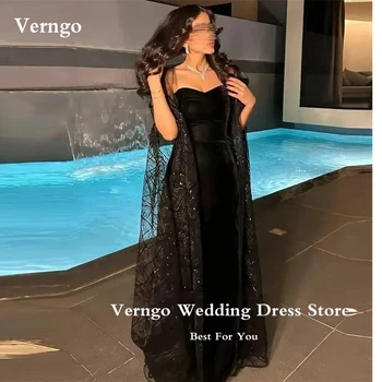 Verngo 2023 Черни Луксозни вечерни рокли с брилянтен жакетом, Арабски сладки Женски рокли за абитуриентски бал за официални събития
