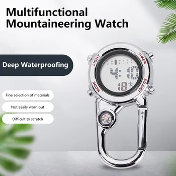 Цифров часовник с карабинка, противоокислительные, удароустойчив, които предпазват от надраскване, джобен скоба за раница на рамо, часовници за скално катерене на открито