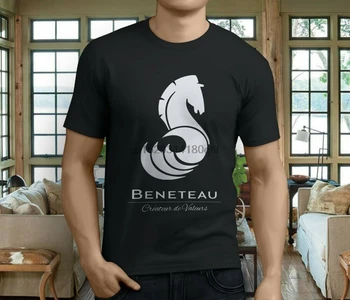 Нова популярната мъжка черна тениска Beneteau Sailing Boat, размер S-3XL