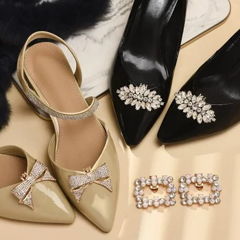 2 елемента Блестящи Кристални Скоби за обувки Дамски Сватбени обувки за булката на висок ток С кристали, Очарователна Обтегач, Бижута, Обувки, Аксесоари