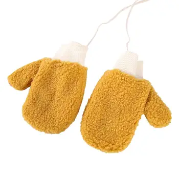 1 чифт детски ръкавици със защита от загуба на пръстите на Топли леки детски зимни ръкавици с подвешиванием на врата Детски ръкавици, за да излезете