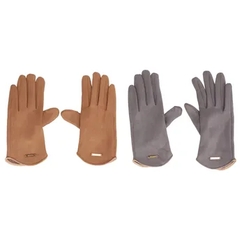 Дамски зимни ръкавици, 1 чифт женски зимни ръкавици, Замшевая кърпа, удобни и топли ръкавици с отворени пръсти за улицата