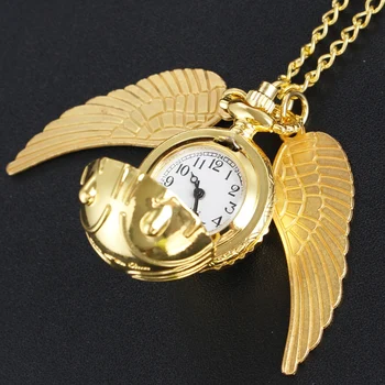 Златни Фини кварцови часовници джобни под формата на магическо кълбо, реколта часовници-ключодържател верига, най-добрият подарък за празниците за мъже и деца