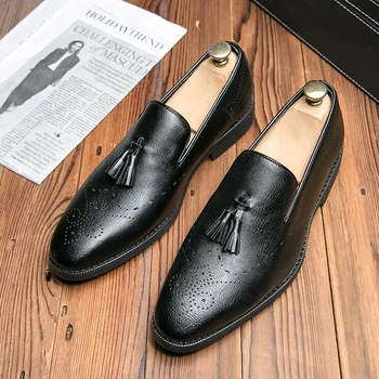 Мъжки обувки за сватба-oxfords ръчно изработени, черно, каки, мъжки модел обувки с перфорации тип 