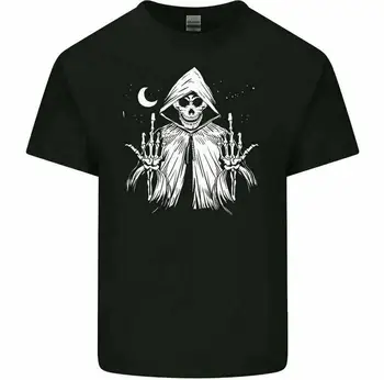 Grim Reaper Finger Flip Skull Мъжки забавна тениска Колоездач Мотоциклет Мотоциклет