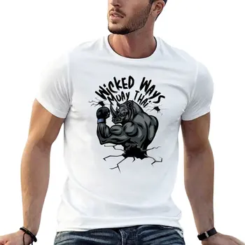 Wicked Ways Muay Thai - тениска Rhino power, реколта дрехи, блуза, мъжки ризи