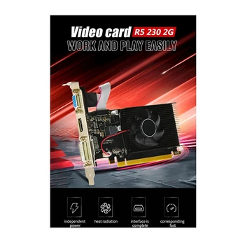 1 бр. Видео карта R5 230 2 GB GDDR3-съвместима графична карта DVI-D VGA черен цвят