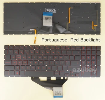 Португалска клавиатура за HP OMEN 15 - dc0029np dc0030np dc0031np dc0032np dc0033np dc0035np 9Z.NF3BQ.106 NSK-XP1BQ с червена подсветка