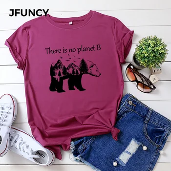 Дамски тениски JFUNCY, дамски летни блузи от 100% памук с къс ръкав, ежедневни тениска 
