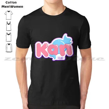 Тениска с логото на Kan от 100% памук, Удобен висок Клас Знаменца Vtuber Sweet Candy Pastel Twitch