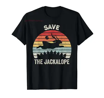 Тениска в ретро стил от 100% памук Save The Jackalope, подарък за фен на животни, реколта тениска, МЪЖКИ, дамски унисекс тениски, Размер S-6XL