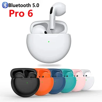 Оригинални Безжични Слушалки Pro 6 TWS Bluetooth Слушалки Fone Bluetooth Слушалки Спортни Слушалки с микрофон PK Pro5 Pro4 I7 E6 A6