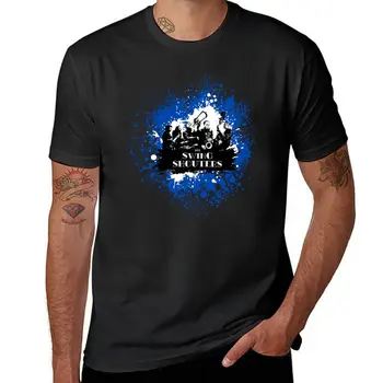 New Swing Shouters - Тениска със синя и бяла боя, тениска за момче, летен топ, летни дрехи, бързосъхнеща риза, облекло за мъже