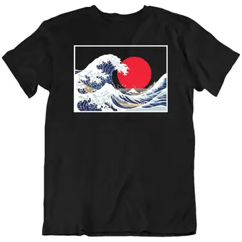 Японското слънцето, Океанская вълна, Планина, Реколта тениска с забавен Коледен подарък Тениска Нова