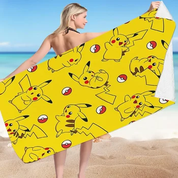 Плажна кърпа TAKARA ТОМИ PokÃ © mon от микрофибър с реверсивным флисом, плажна кърпа Pikachu