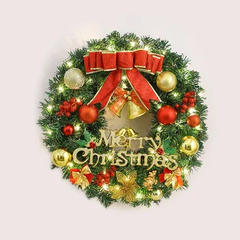 Коледна гирлянда 40/50 см, ротанговый венец с леки орнаменти във формата на Коледна топка, подвесное украса за новогодишната партита, Домашни стена, стая