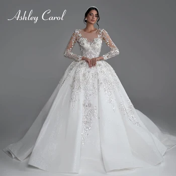 Луксозната бална рокля Ашли Carol, сватбени рокли за жени 2023, сватбена рокля с бродерии, мъниста и пайети, Vestidos De Новия