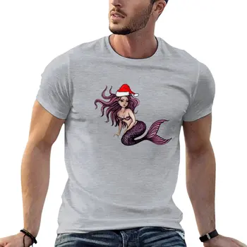 Коледна тениска с русалкой, тениски за гиганти, бързосъхнеща тениска, мъжки ризи с шарени аниме