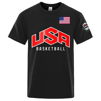 САЩ Баскетболист Печатни Тениски Мъжки Спортни Извънгабаритни Удобни Памучни Блузи С Къс Ръкав Свободни Тениски с Високо Качество Унисекс