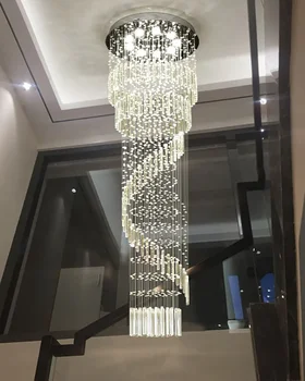 Модерна кристален полилей K9, Дълги ескалатори светлини, Лека вита стълба, Луксозни Кристални висящи лампи Chandelie
