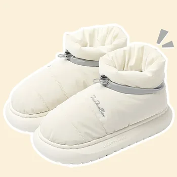 Плътни дамски зимни обувки, топла зима 2023, водоустойчиви дамски ботильоны с кожа, нескользящая памучен обувки с ярки цветове, дамски