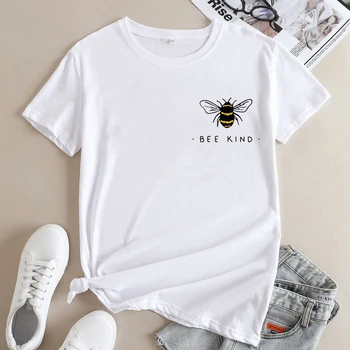 Сладка тениска с Покет Принтом Bee Kind, Забавна Християнска Доброта, Вдъхновяващи Топ, Тениски, Дамски Религиозна Тениска Be Kind, Библейски Тениска