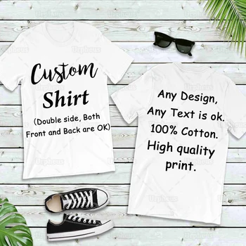Тениска от 100% памук с принтом по поръчка, персонални тениска с принтом на двете страни, индивидуален дизайн за вас, най-тениски