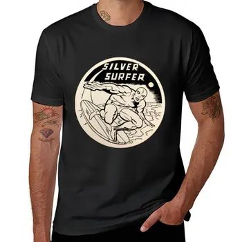 Нова тениска Silver Surfer, естетична облекло, графични тениски, черни тениски за мъже