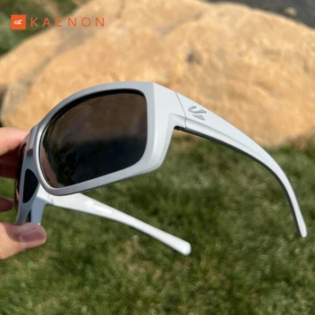 Модерни Мъжки Поляризирани Слънчеви очила с бяла рамка, Новите Модни Очила TR90 за пешеходен туризъм и риболов на открито, 100% Защита от uv, Огледален Kaenon