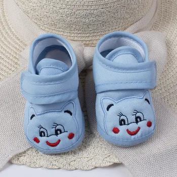 Обувки за малки момичета и момчета, маратонки с анимационни мека плъзгане памучна подметка, лятна градинска обувки за бебета, първите проходилки 0-18 месеца