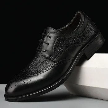 Универсална мъжка Официална Бизнес обувки на италианската марка Висококачествени мъжки обувки с перфорации тип 