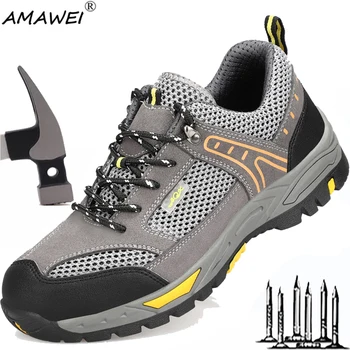 AMAWEI 2023, Нов Стил, Лятна Защитни Обувки За Мъже, Леки, Дишащи Маратонки, Удобни, Несокрушимые Работни Маратонки Hombre, Размер