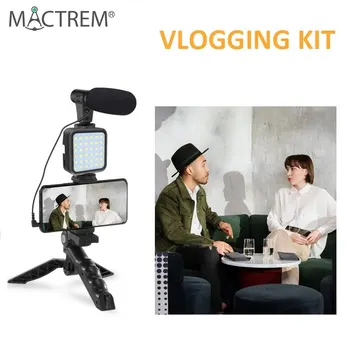 MACTREM VLOG Видео, посветено на Artifact Mobile Live Streaming на Притежателя на камерата на статив Beauty Fill Light микрофон Интернет-знаменитост