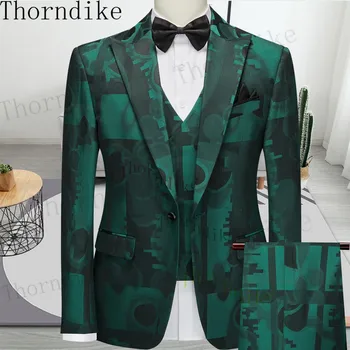 Thorndike 2022 Луксозен, Елегантен дизайн, Бели смокинги за младоженеца-3 предмет, Мъжки костюми за сватба, Мъжко вечерна рокля, Костюм Homme