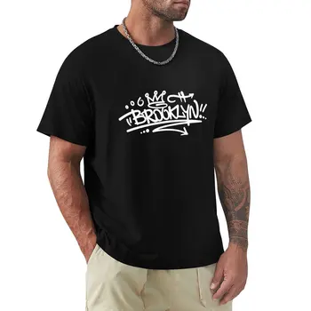 Тениска с графити Бруклин, мъжки дрехи, блузи големи размери, мъжки ризи