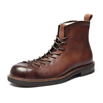 2023 Нови британски обувки Martin с къс лице, мъжки работни облекла Ami Kaki, кожени реколта къси ботуши ръчно рисувани