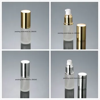 сребърна/златна капачка на бутилка от матирано стъкло с 15 ml за лосион/емулсия/основи/серум/есенция/пръскачка и мъгла козметични опаковки за грижа за кожата