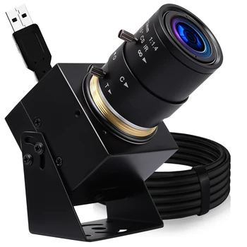 ELP 4K USB-камера С Ръчно Увеличение, Уеб камера с Променливо Фокусно разстояние от 2.8-12 мм, КОМПЮТЪР-камера с микрофон, 8-Мегапикселова Камера с Променливо фокусно разстояние Близък план
