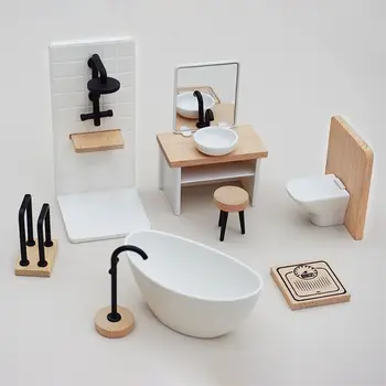 Многоцветен миниатюрни мебели за куклена къща, аксесоари за кукли в мащаб 1: 12, украса за баня, детска играчка на сцената, модел на кухненски мебели