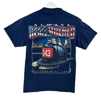 Реколта тениска от 11 септември 2001 г. Sz Small 343 Пожарникар каска Станция