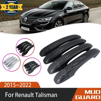 Външен вид от черен карбон за Renault Talisman Samsung SM6 2015 ~ 2022, Етикети върху дръжката на вратата на колата, Комплект гарнитури, Автомобилни аксесоари